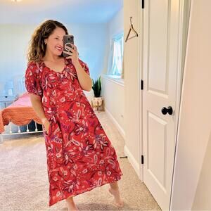 NWT Tuckernuck Sundry Red Cotton Floral Maxi Dress M/L